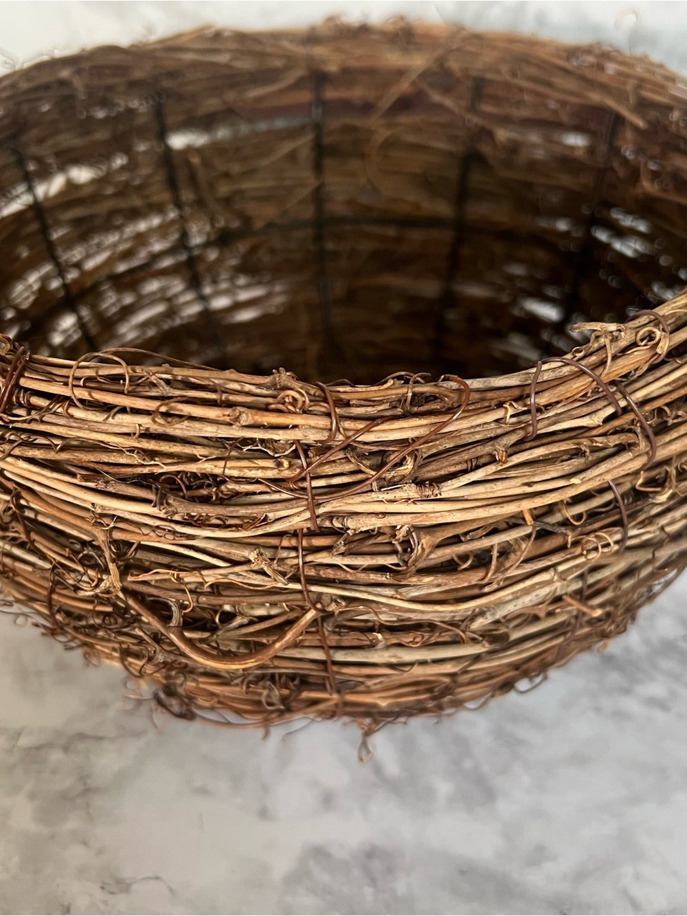 Vintage Woven Vine Basket in Natural Brown